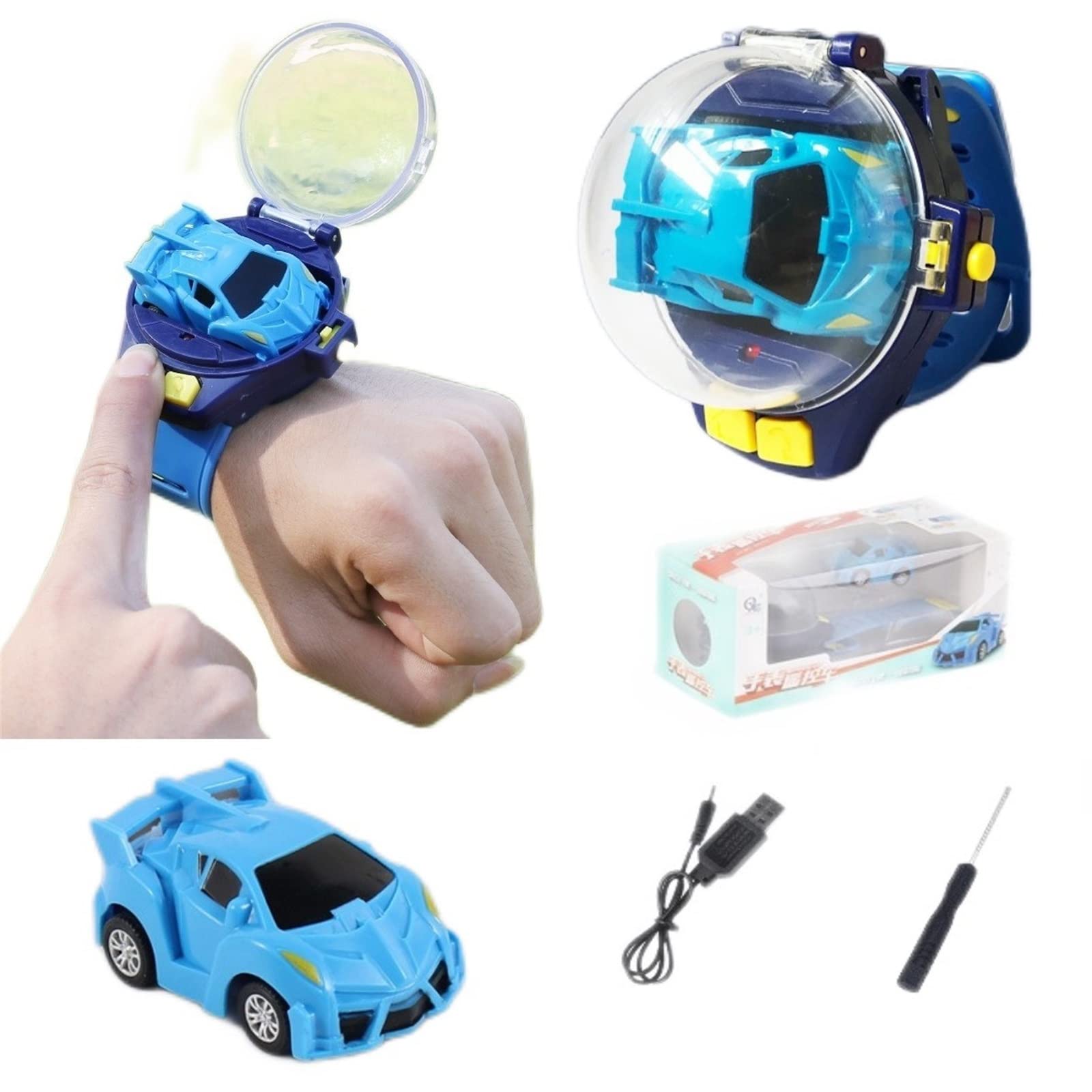 2022 New Kids Remote Control Car Toy with USB Charging - Mini Cartoon Racing Watch Toy Car for Boys & Girls (Blue) | Perfect Birthday Gift, Indoor/Outdoor Play, STEM Learning Toy