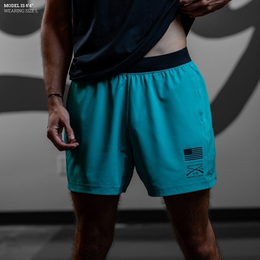 Men's Quick-Dry Workout Shorts with Pockets - Lightweight & Breathable for Running, Gym & Training - Aqua Blue
