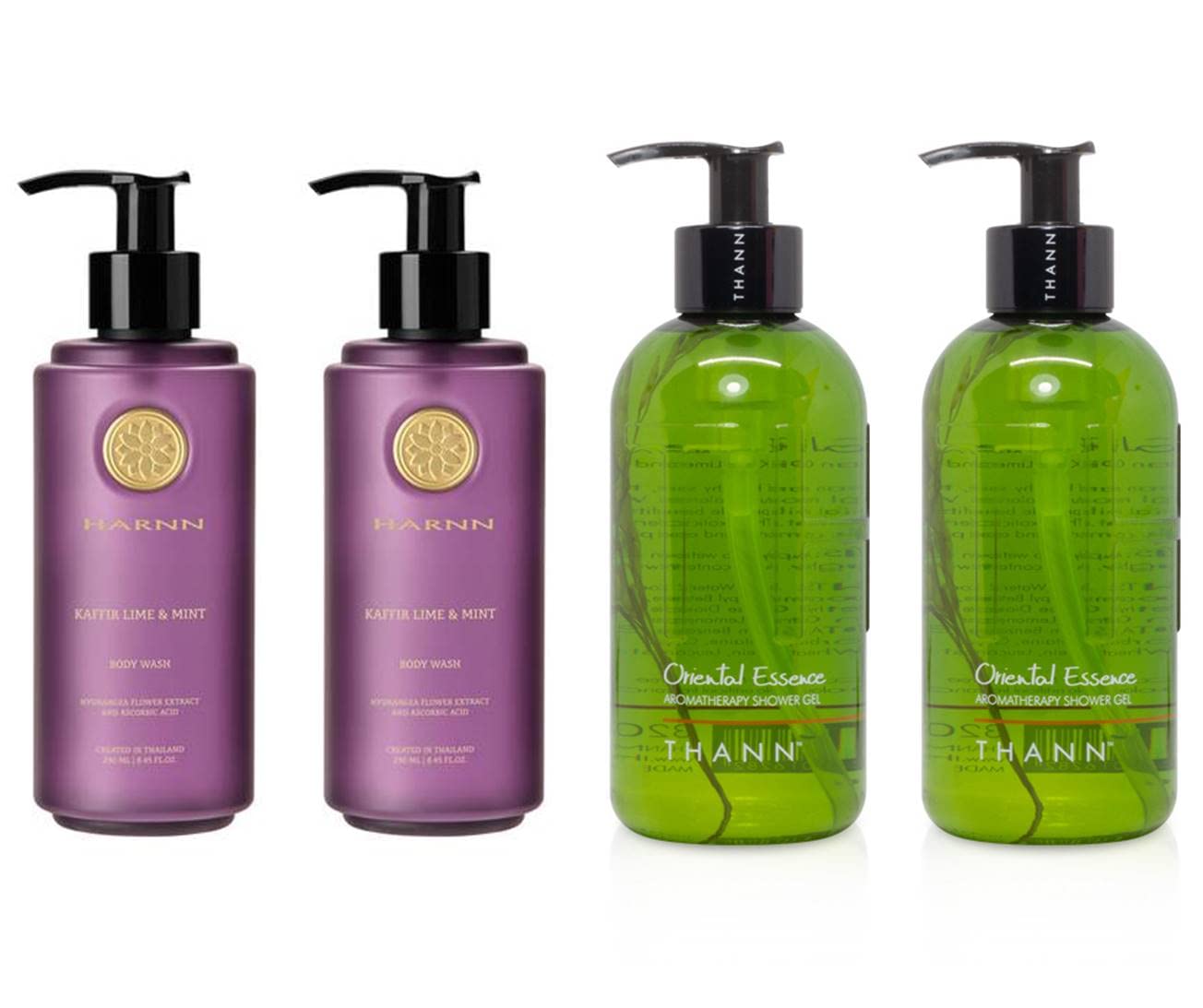 HARNN Kaffir Lime & THANN Oriental Essence Shower Gel Set - Luxury Aromatherapy Body Wash for Spa-Like Shower Experience at Home