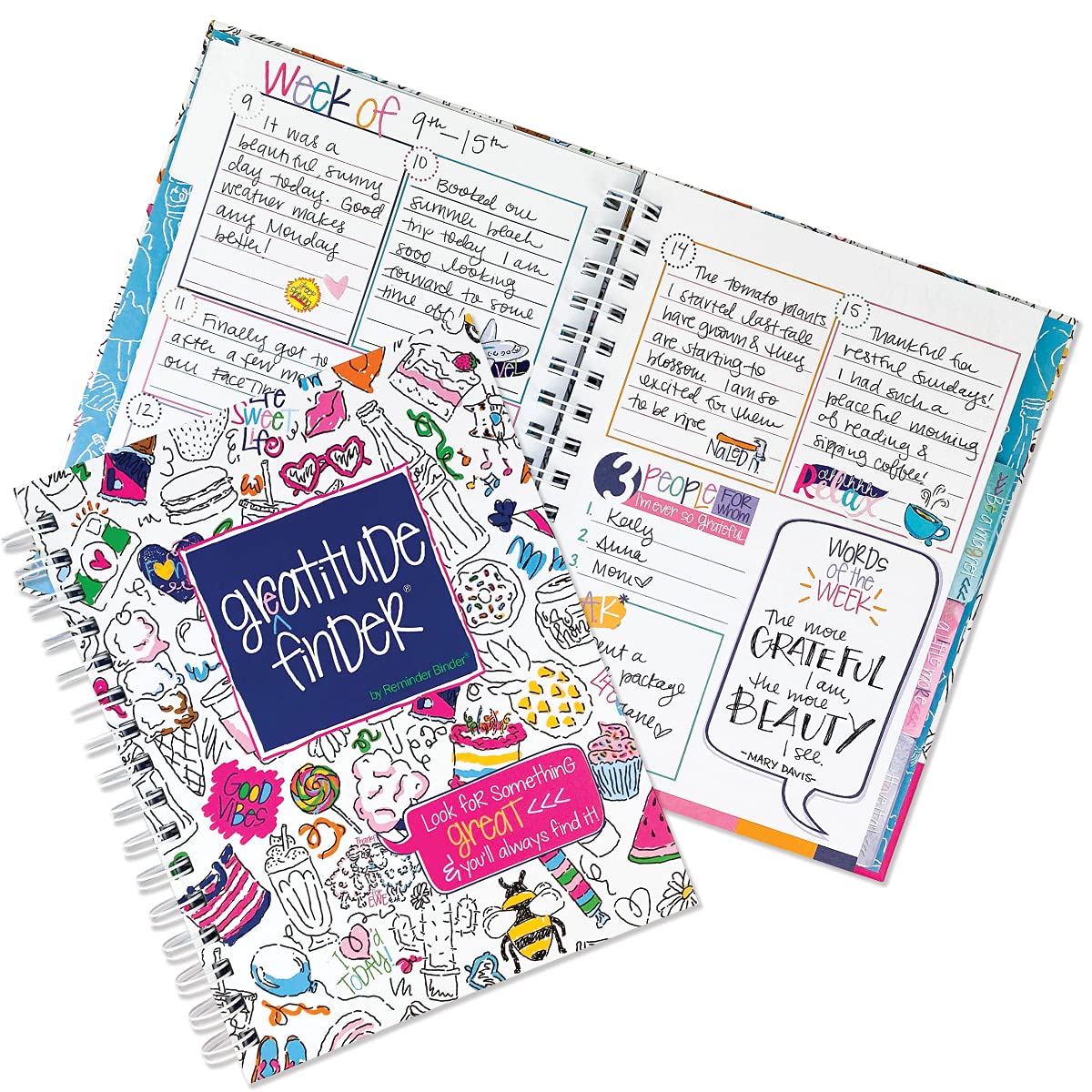 Denise Albright Gratitude Finder® 52-Week Undated Journal for Women, Teens & Girls - Self-Care Diary with 170 Hand-Drawn Stickers (Whimsy Doodle Design) - Perfect for Daily Reflection, Mindfulness Practice & Personal Growth