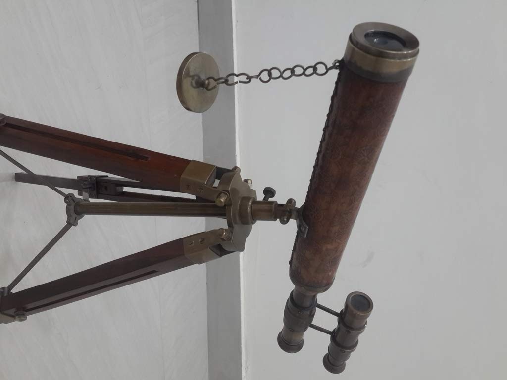 Antique Brass Nautical Telescope - Vintage Double Barrel Table & Desk Decor with Tripod - Rustic Home Decor Gift for Office, Study, or Living Room - Perfect for Nautical Theme Decor & Collector's Display