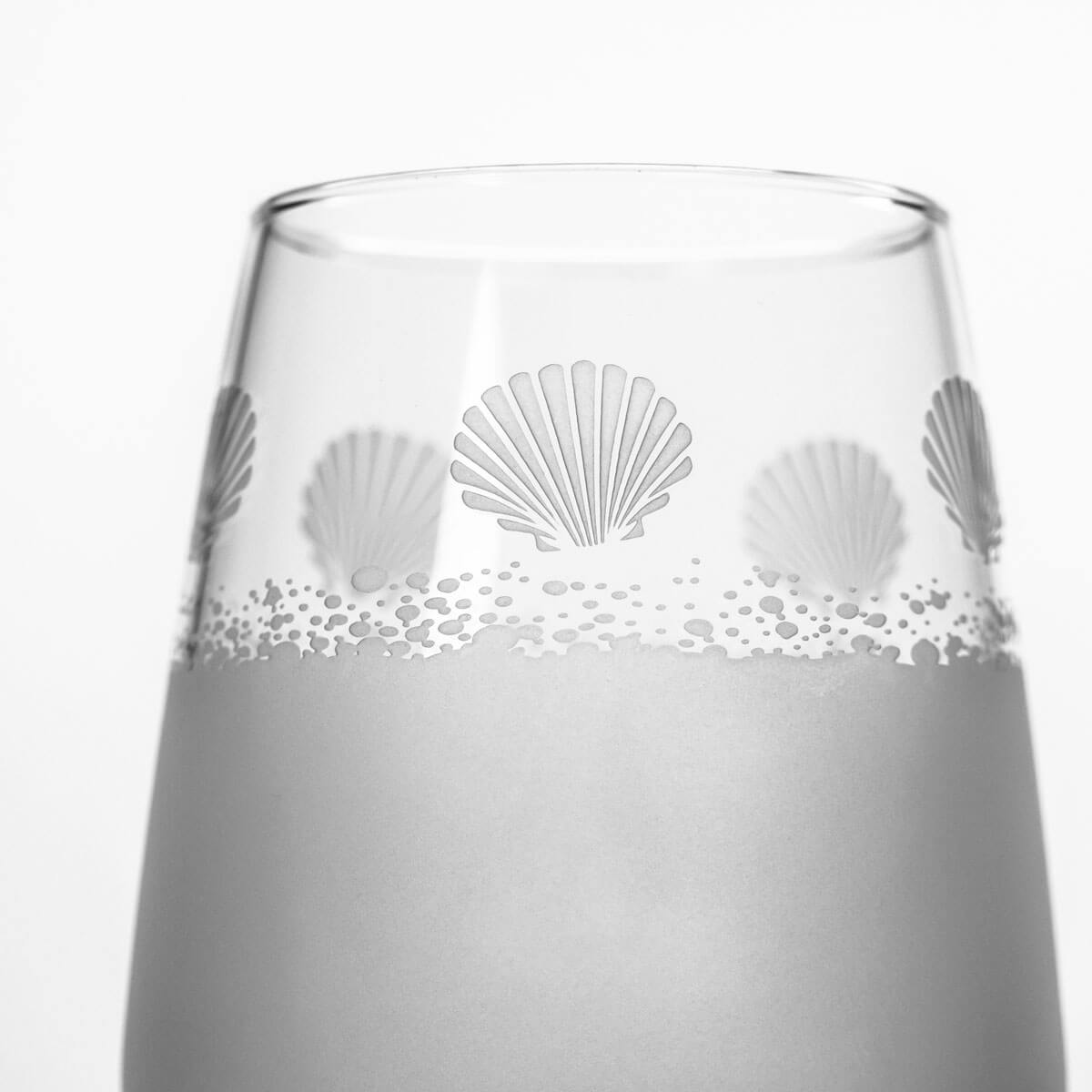 Sea Shore 15.75oz Stemless Wine Tumbler Set of 2 - Insulated Stainless Steel Glasses for Wine, Cocktails & Iced Coffee - Perfect for Beach, Picnics & Outdoor Parties