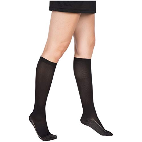 EvoNation Women's Knee High 20-30 mmHg Graduated Compression Socks with Copper Infusion - Firm Support Stockings for Circulation, Varicose Veins & Travel - Perfect for Nurses, Athletes & Long Flights