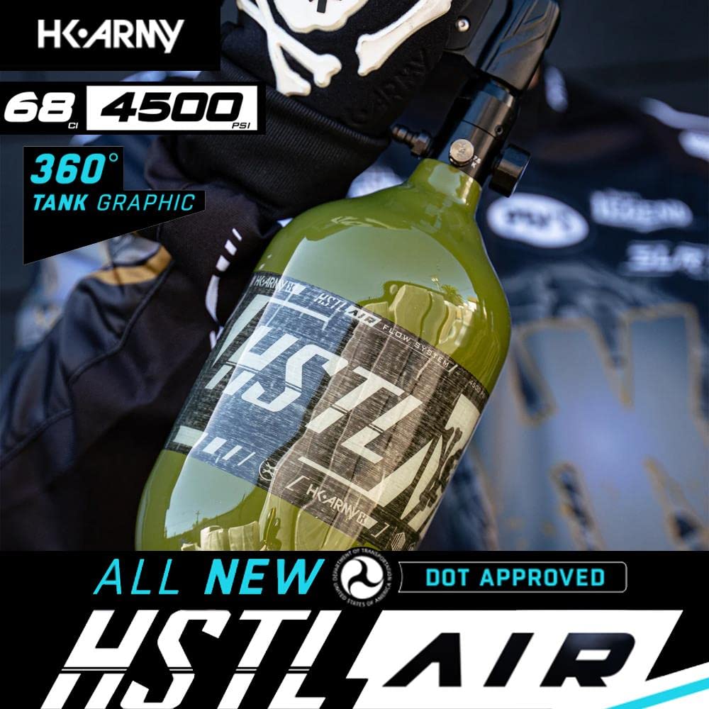 HK Army 68ci 4500psi HPA Paintball Air Tank - High-Strength Carbon Fiber with Olive Finish | Perfect for Tournament Play & Outdoor Paintball Games
