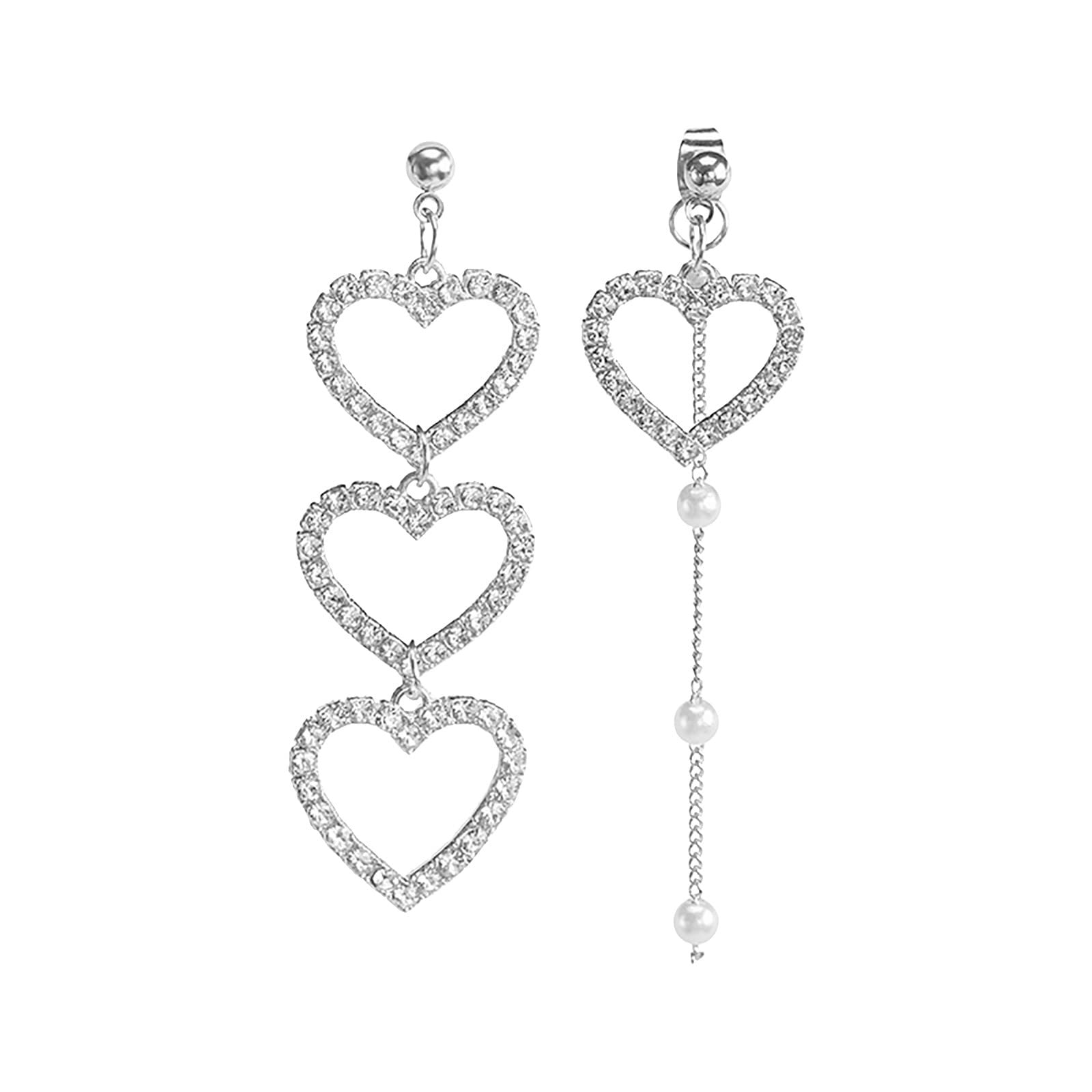 Diamond Encrusted Pearl Tassel Earrings - Long Hollow Full Diamond Hoop Earrings for Women | Elegant Birthday Gift, Proposal, Wedding & Engagement Party Jewelry | Perfect for Evening Galas, Date Nights & Special Occasions