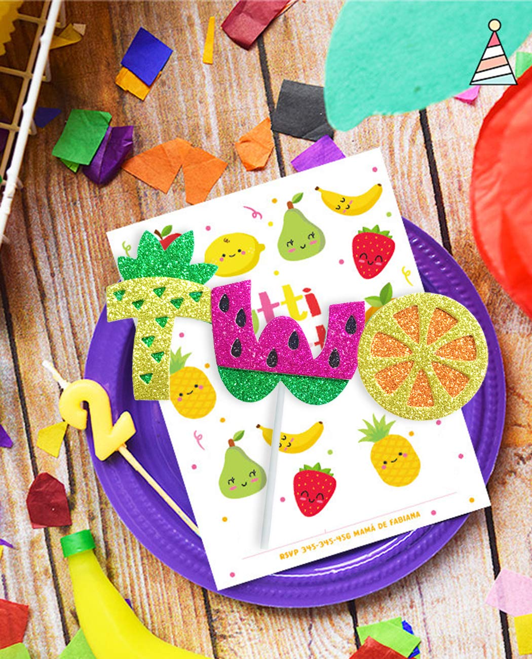 Tutti Frutti Birthday Decorations Set - 2nd Birthday Banner, Cake Topper & Fruit Balloons for Girls Boys Party Supplies | Perfect for Tropical Themed Birthday Parties, Baby Showers & Summer Celebrations