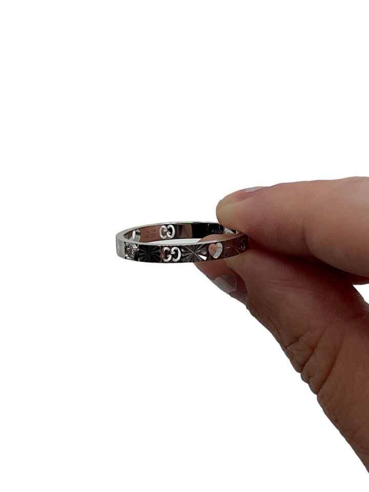 Gucci Icon Star White Gold & Diamond Ring for Women - Size 10 | Luxury Fashion Jewelry for Parties, Weddings & Special Occasions