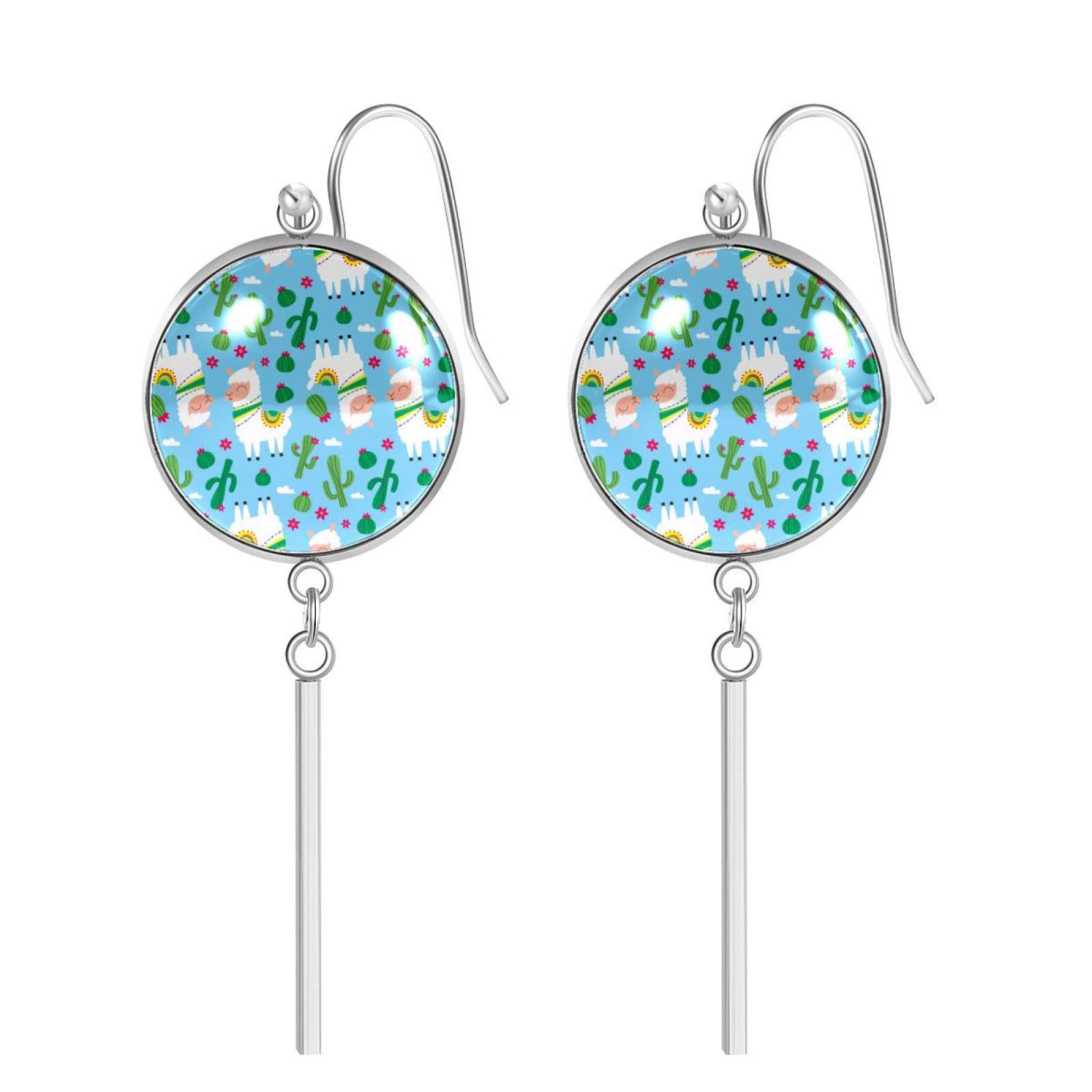 Sunset Orange Stainless Steel Dangle Earrings for Women - Trendy Vertical Bar Hoop Earrings with Round Glass | Fashion Jewelry Gift for Her | Perfect for Parties, Weddings & Everyday Wear