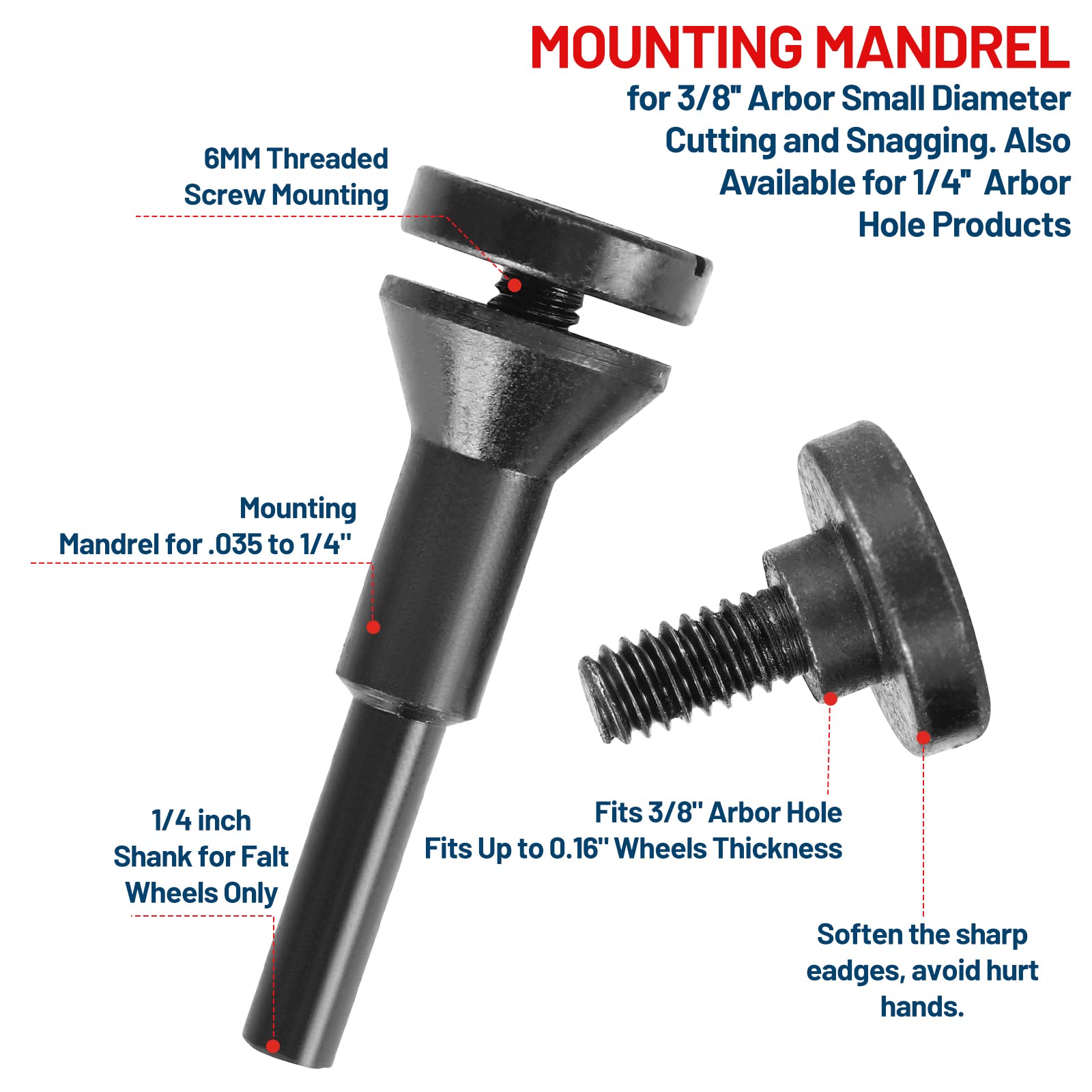4 Pack Mounting Mandrel Adapter - 3/8