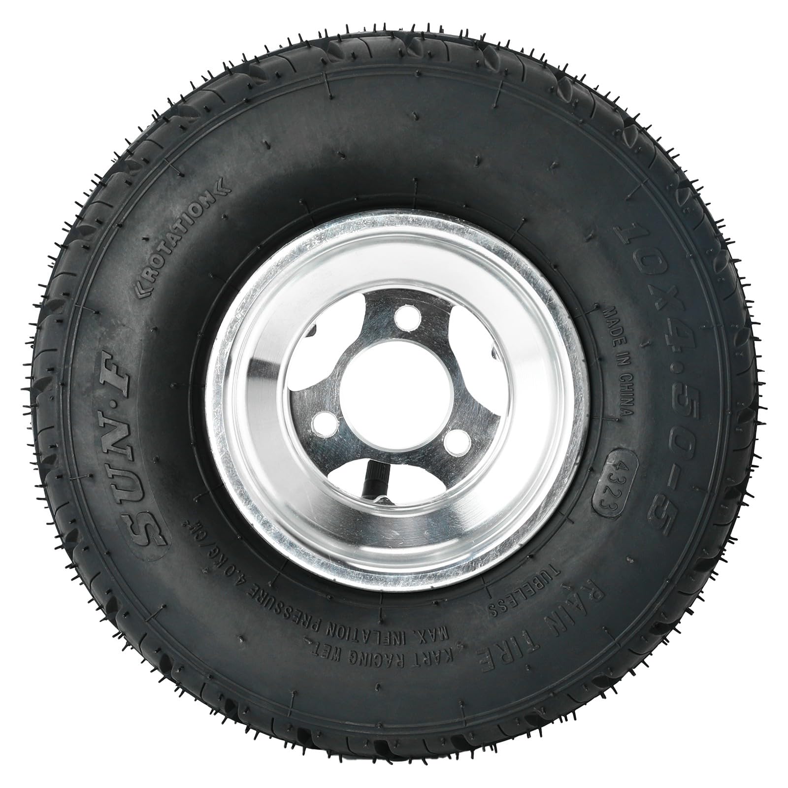 10x4.50-5 Front Go Kart Tires and Rims Set (2-Pack) - Heavy Duty Racing Wheels with 3 Bolt Holes for Mini Bikes, ATVs, Quads, Drift Trikes & Lawn Mowers - Perfect for Off-Road Racing, Backyard Drifting & Yard Maintenance