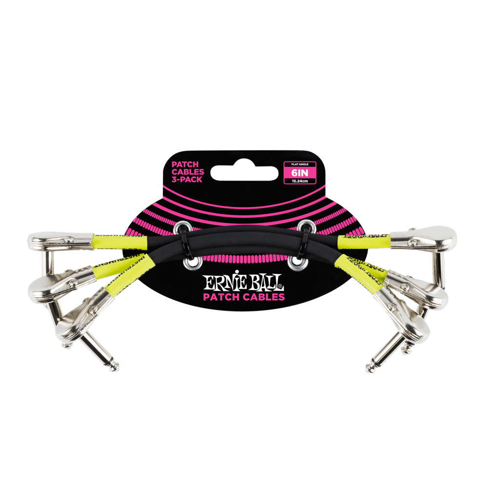 Ernie Ball Pancake Patch Cable 6 Inch Black - High-Quality Instrument Cable for Guitar, Bass, and Pedalboard Connections