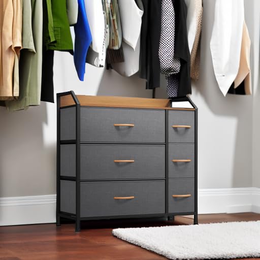YITAHOME 6-Drawer Fabric Dresser with Sturdy Steel Frame & Wooden Top - Bedroom Storage Organizer for Clothes, Toys, and Accessories | Perfect for Small Spaces, Dorm Rooms, and Kids' Bedrooms