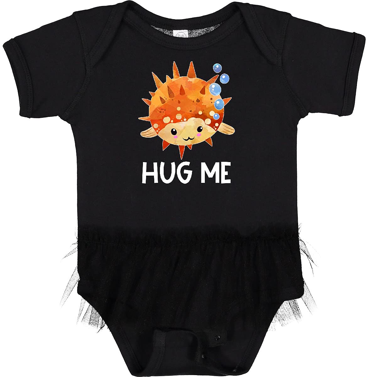 Inktastic Hug Me Cute Pufferfish with Bubbles Infant Tutu Bodysuit - Adorable Baby Outfit for Photo Shoots, Birthday Parties & Casual Wear