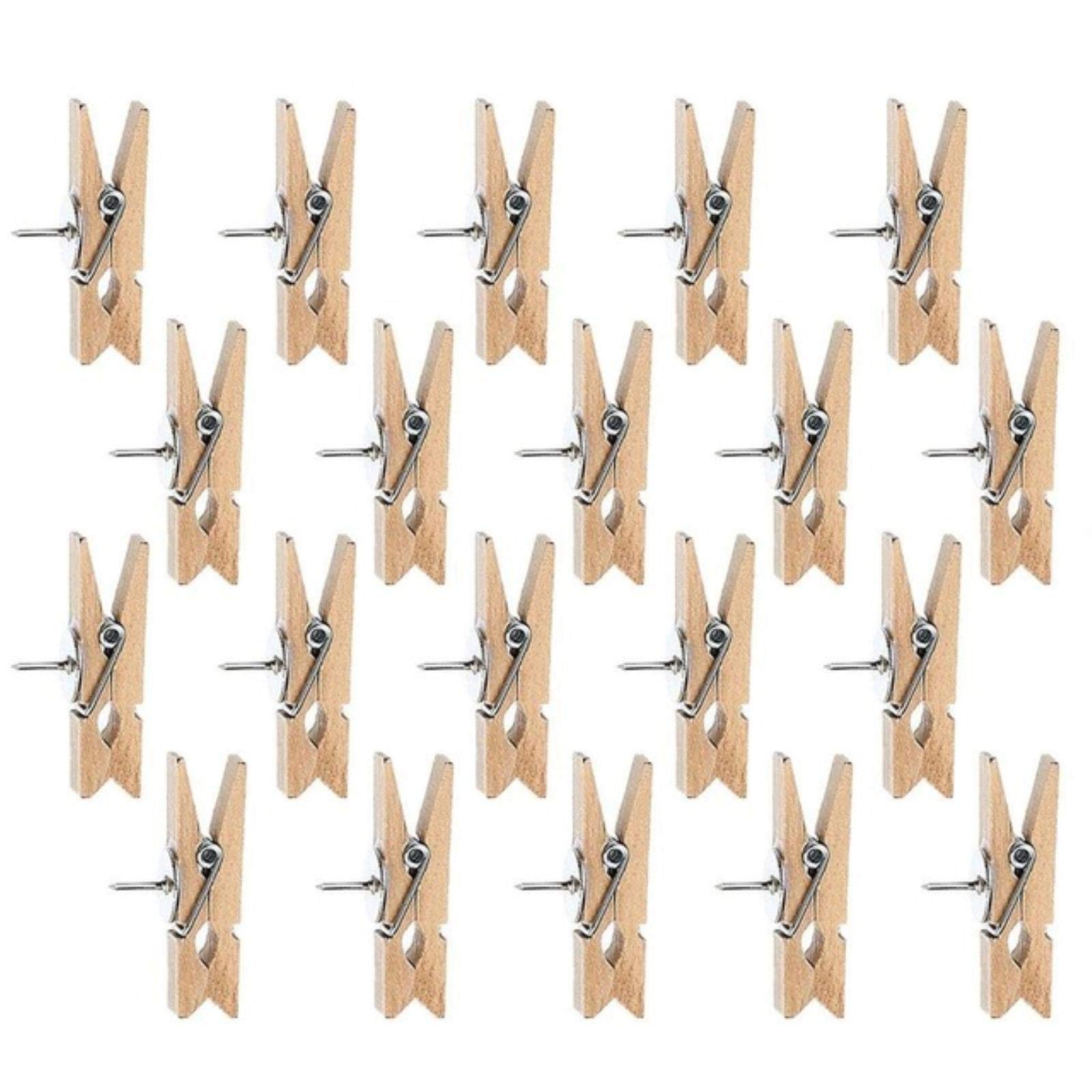 Wooden Push Pins with Clips - Decorative Thumbtacks for Cork Boards, Notes, Photos & Wall Art - Perfect for Office, Classroom & Home Organization (100-Pack) - Great for Bulletin Boards, Memo Displays & DIY Projects
