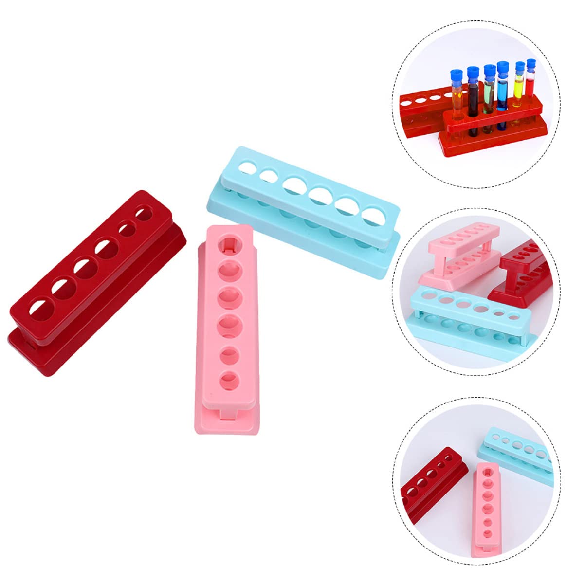 ULTECHNOVO 6-Piece Plastic Test Tube Rack Set - Durable Lab Tube Holder for Test Tubes & Boiling Tubes, Earth Tone Organizer for Chemistry Experiments & Science Classrooms (Perfect for School Labs & Home Science Projects)