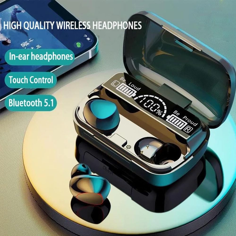 Wireless Earbuds Bluetooth 5.1 with Built-in Mic, M10 TWS Headphones Touch Control, Auto Pairing, Hi-Fi Stereo Sound for Gym, Running, Work & Travel