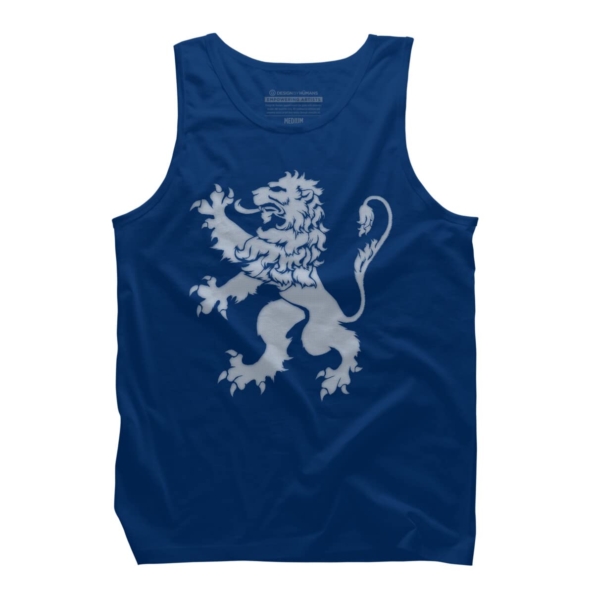 Design By Humans Men's White Lion Rampant Halftone Graphic Tank Top - Cool Summer Casual Wear for Gym, Beach & Outdoor Activities