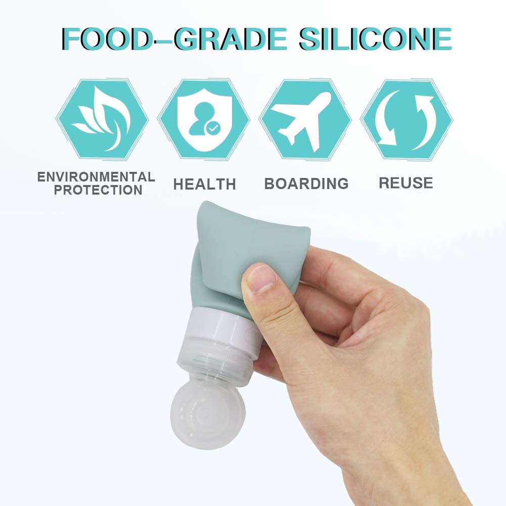 FOMODY 4-Pack 80ml Silicone Travel Bottles for Shampoo, Conditioner & Lotion - Leakproof TSA Approved Toiletry Containers - BPA Free FDA Certified - Perfect for Airplane Carry-On, Gym & Vacation Essentials