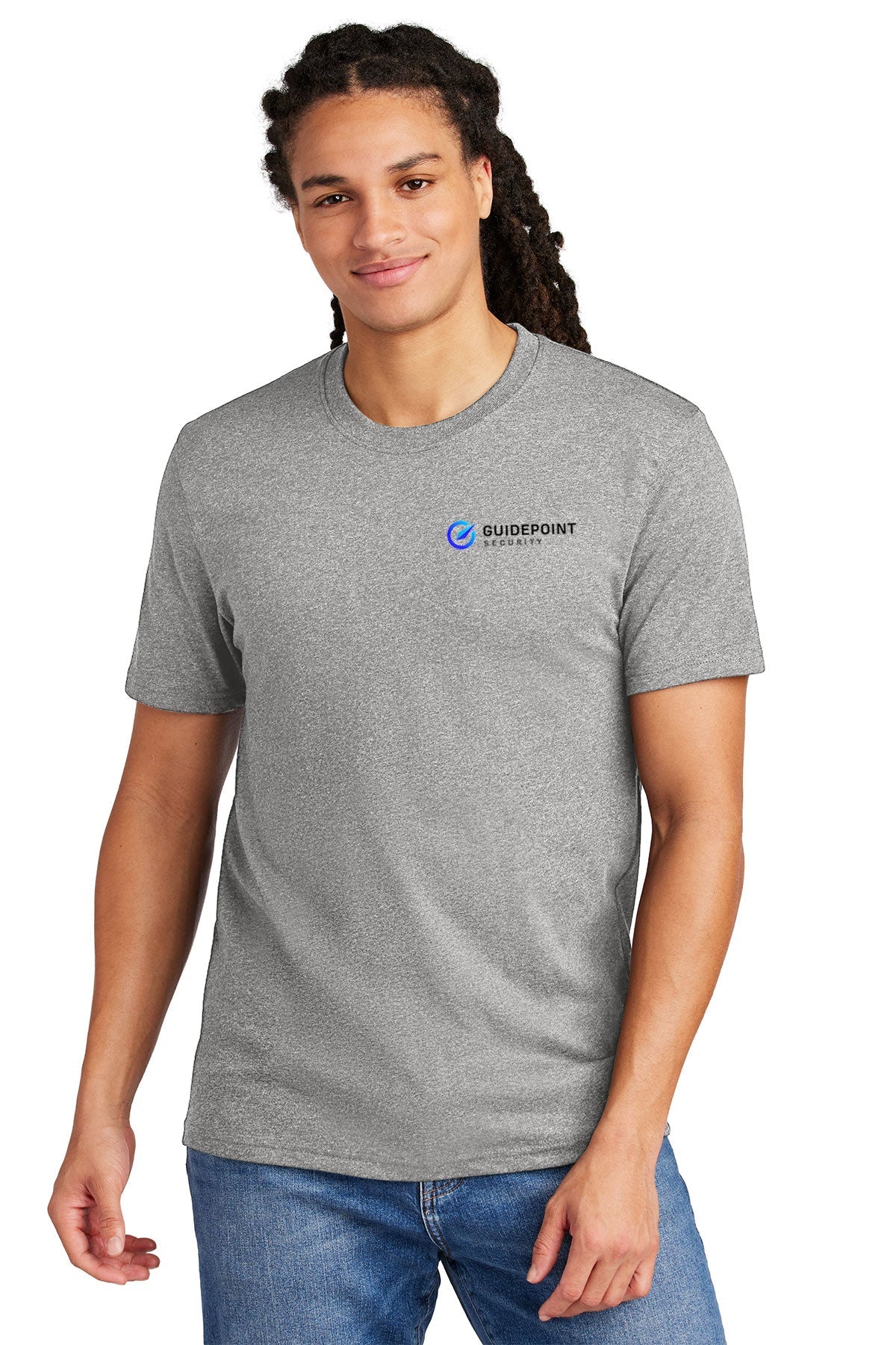 District Men's T-Shirt - Light Heather Grey Cotton Tee | GuidePoint Security | Casual Wear & Everyday Outfits