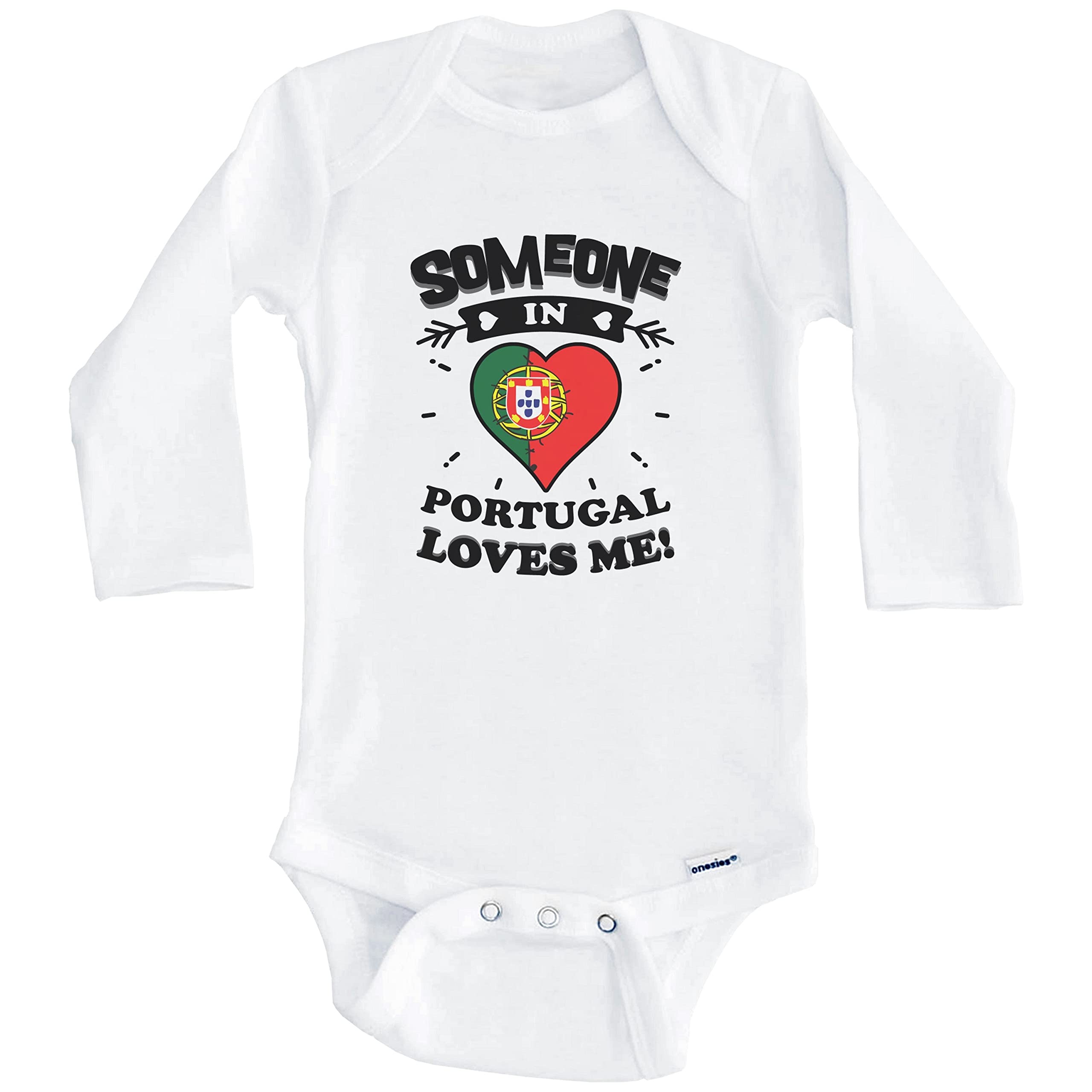 Portugal Loves Me Portuguese Heart One-Piece Baby Bodysuit - Long Sleeve Infant Romper for Newborns & Toddlers - Perfect for Family Photos, Holidays & Cultural Celebrations