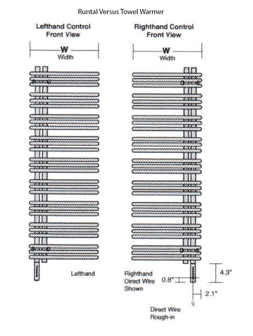 Runtal Versus VTRERD 5223 Hardwired Wall Mounted Bathroom Towel Warmer - 22.8