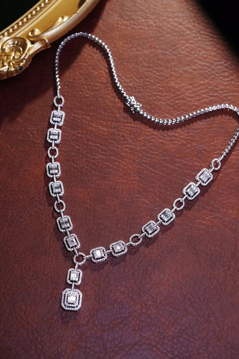 18K White Gold Diamond Necklace for Women - 4.0 Carat Real Natural Diamond Luxury Pendant - Elegant Party & Evening Jewelry for Weddings, Anniversaries, Gifts & Special Occasions