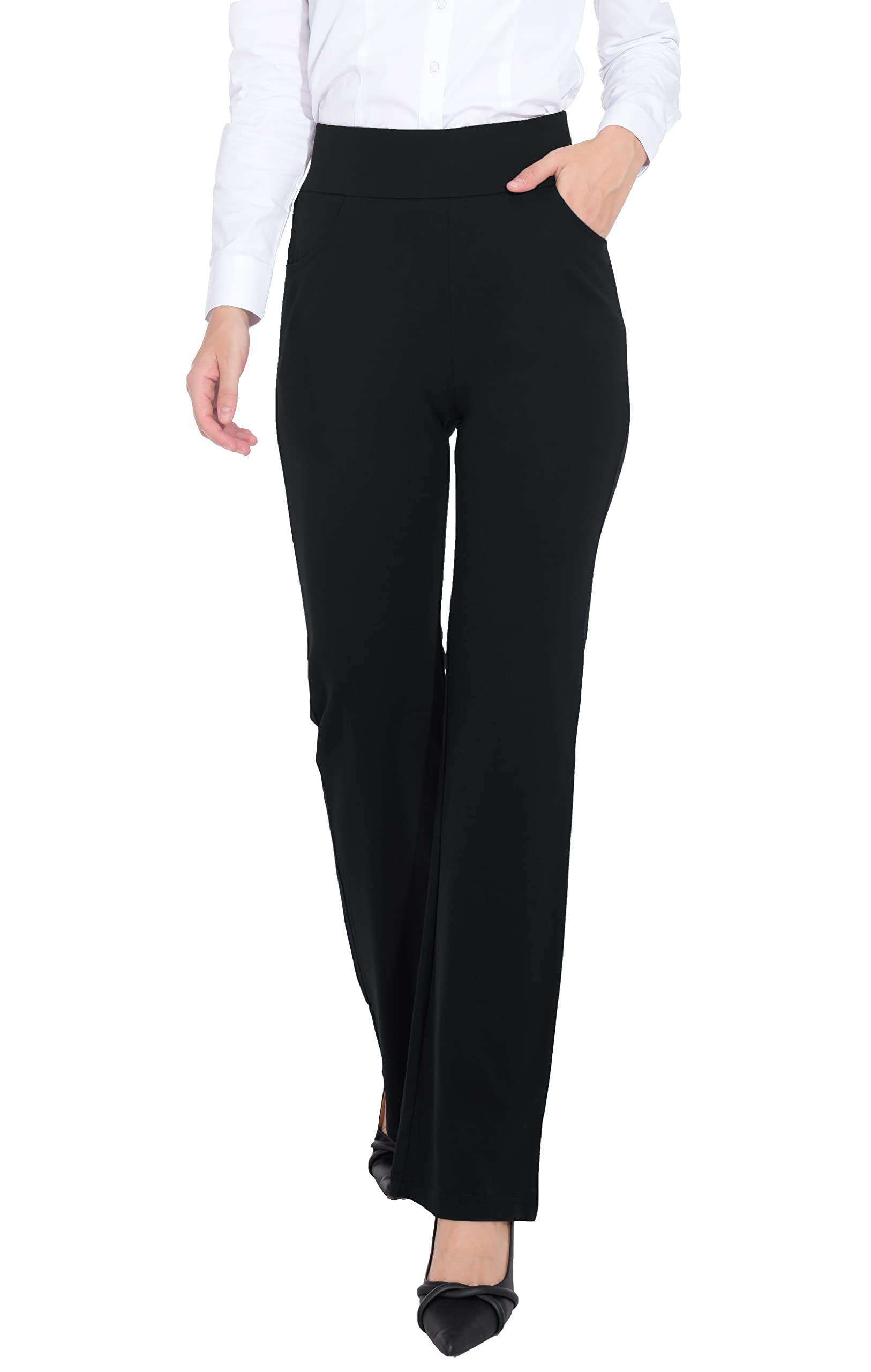 ZTN Women's High Waist Pull-On Dress Pants - Tummy Control Work Pants for Business Casual Office Wear - Stretch Comfort with 4 Pockets - Perfect for Office, Meetings & Professional Events