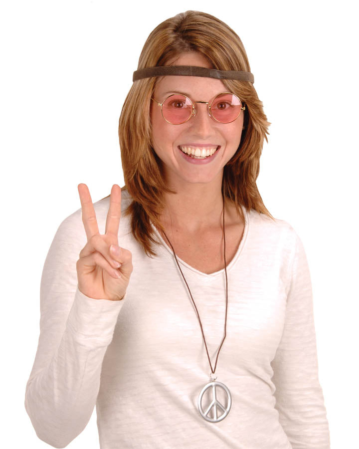 Vintage 1960s Hippie Headband, Glasses & Necklace Set - Retro Flower Power Costume Accessories for Music Festivals & 70s Theme Parties