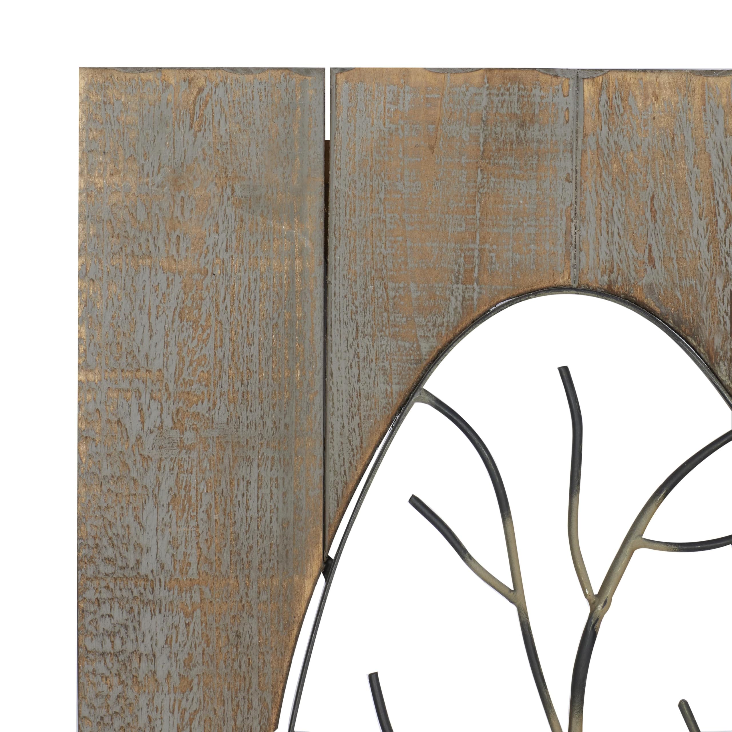 Deco 79 Wooden Bird House Wall Decor - Set of 2 Natural Branch Wall Sculptures 18x1x36 Inches, Rustic Brown Home Art - Perfect for Living Room, Bedroom & Farmhouse Decor