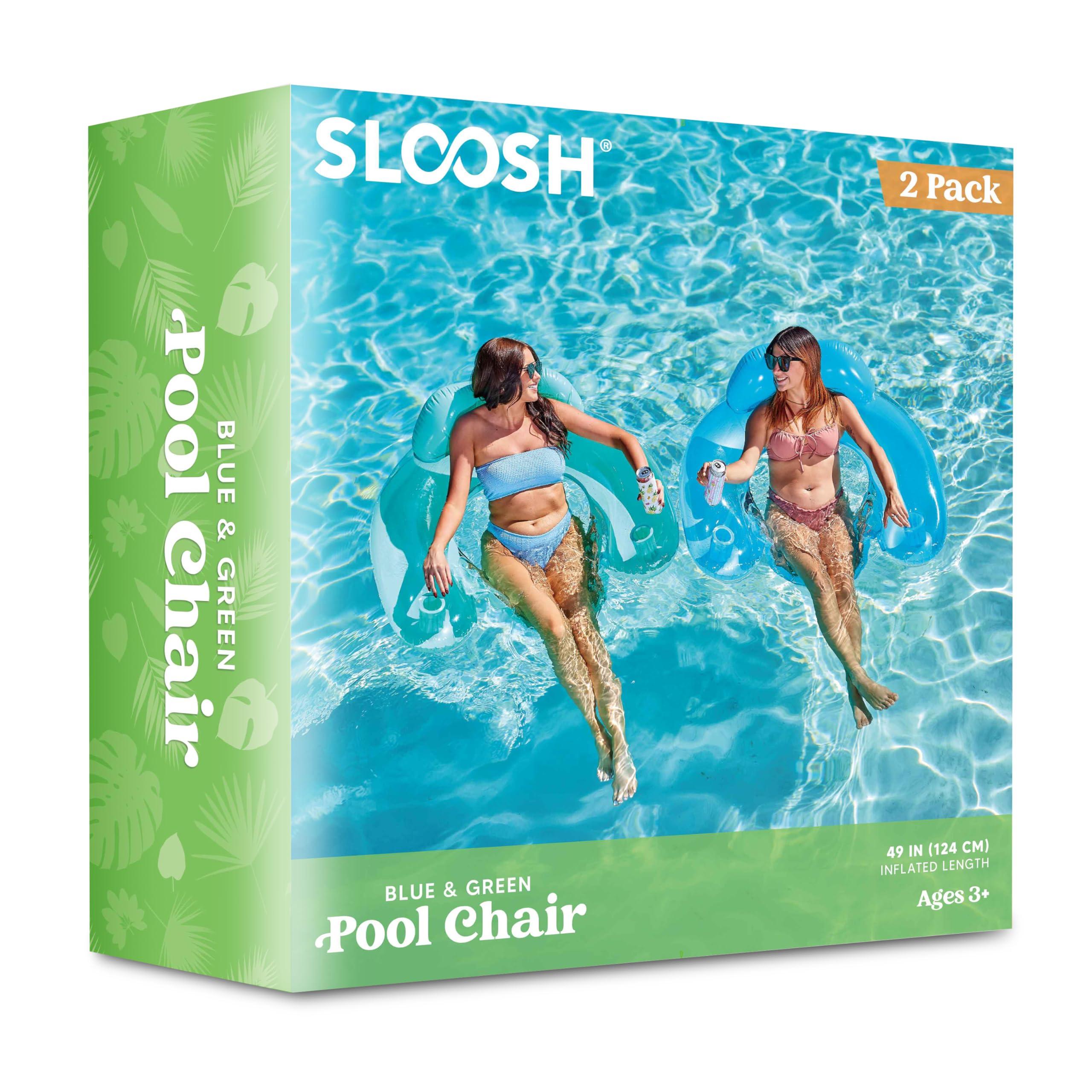 **SLOOSH 2-Pack Inflatable Pool Floats for Adults - Floating Chairs with Cup Holders, Blow-Up Hammock Noodle Mat for Relaxing Summer Fun - Perfect for Swimming Pools, Beaches & Backyard Parties**