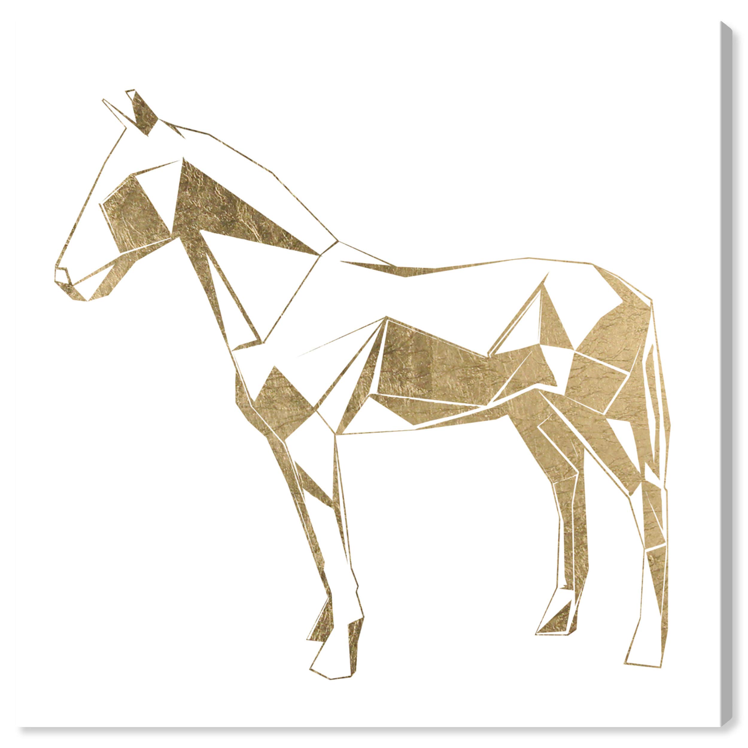 Equus Geometrica Gold & White Animal Wall Art Canvas Print - 30