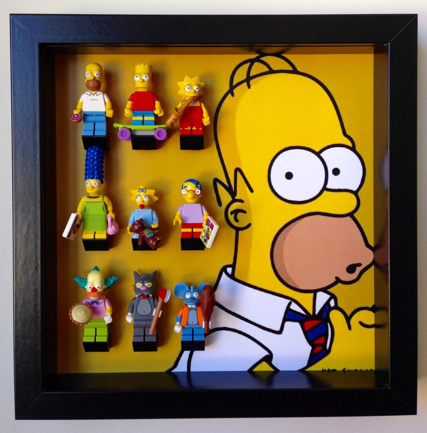Official Homer Simpson LEGO® Minifigure Display Frame - Perfect for Collectors & LEGO® Enthusiasts | Showcase Your Minifigures at Home or Office
