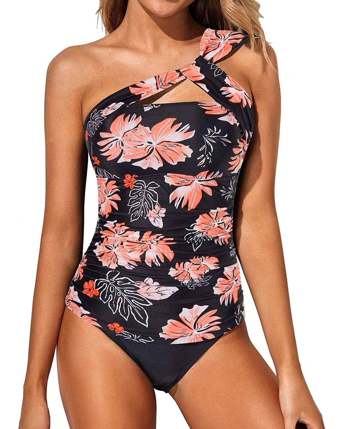 Stylish Women's One Shoulder Tankini Swimwear Set - Sexy Two Piece Bikini with Matching Bottom | Perfect for Beach, Pool, and Summer Vacations