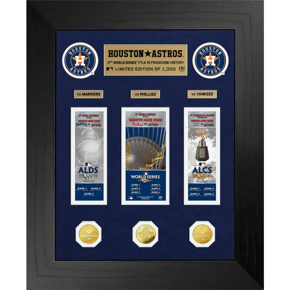 Houston Astros World Series Commemorative Gold Coin & Ticket Framed Display - Perfect for Sports Fans, Collectors, and Home Decor