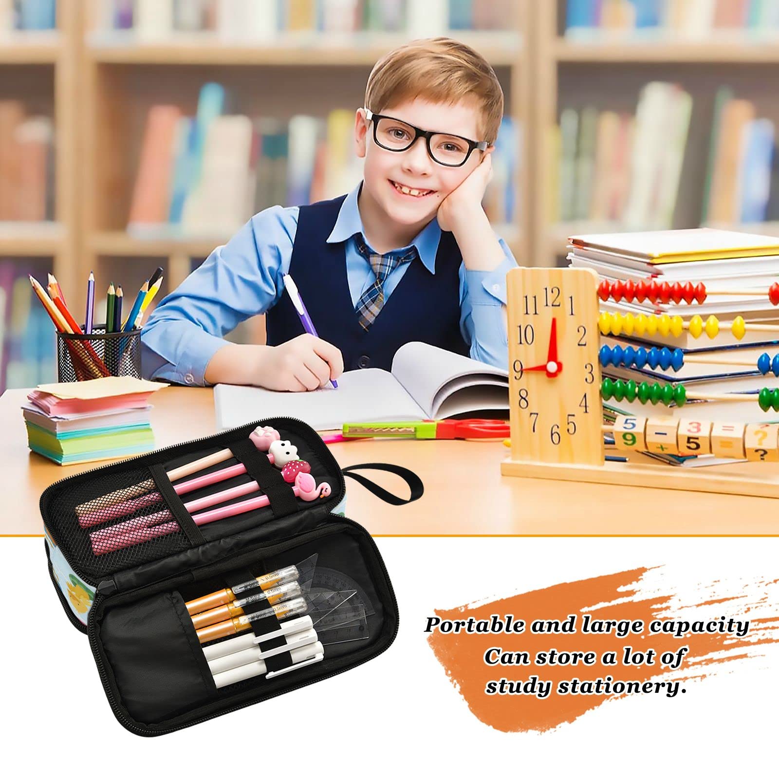 Ducklings Rubber Pencil Case - Large Capacity Pen Bag for School & Office