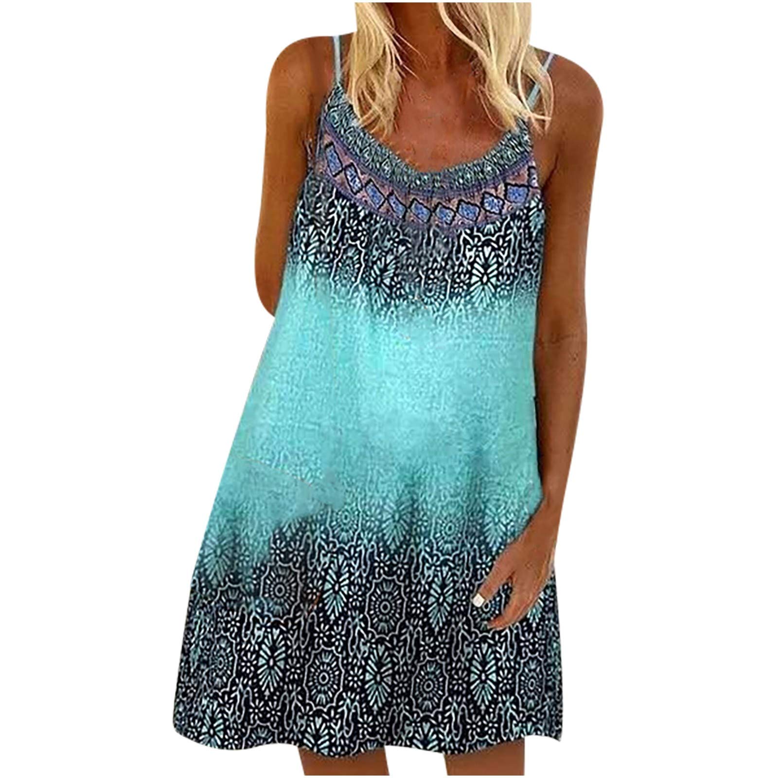 Women's Loose Casual Sleeveless Knit Dress - Summer Floral Print Camisole Vest for Beach, Vacation & Everyday Wear
