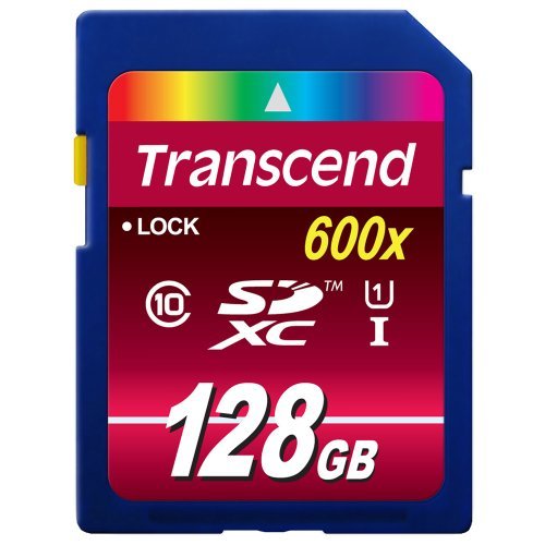 Transcend 128GB Class 10 UHS-I SDXC Flash Memory Card (TS128GSDXC10U1) - High Speed Performance for DSLR Cameras, Drones & Action Cameras - Standard Packaging