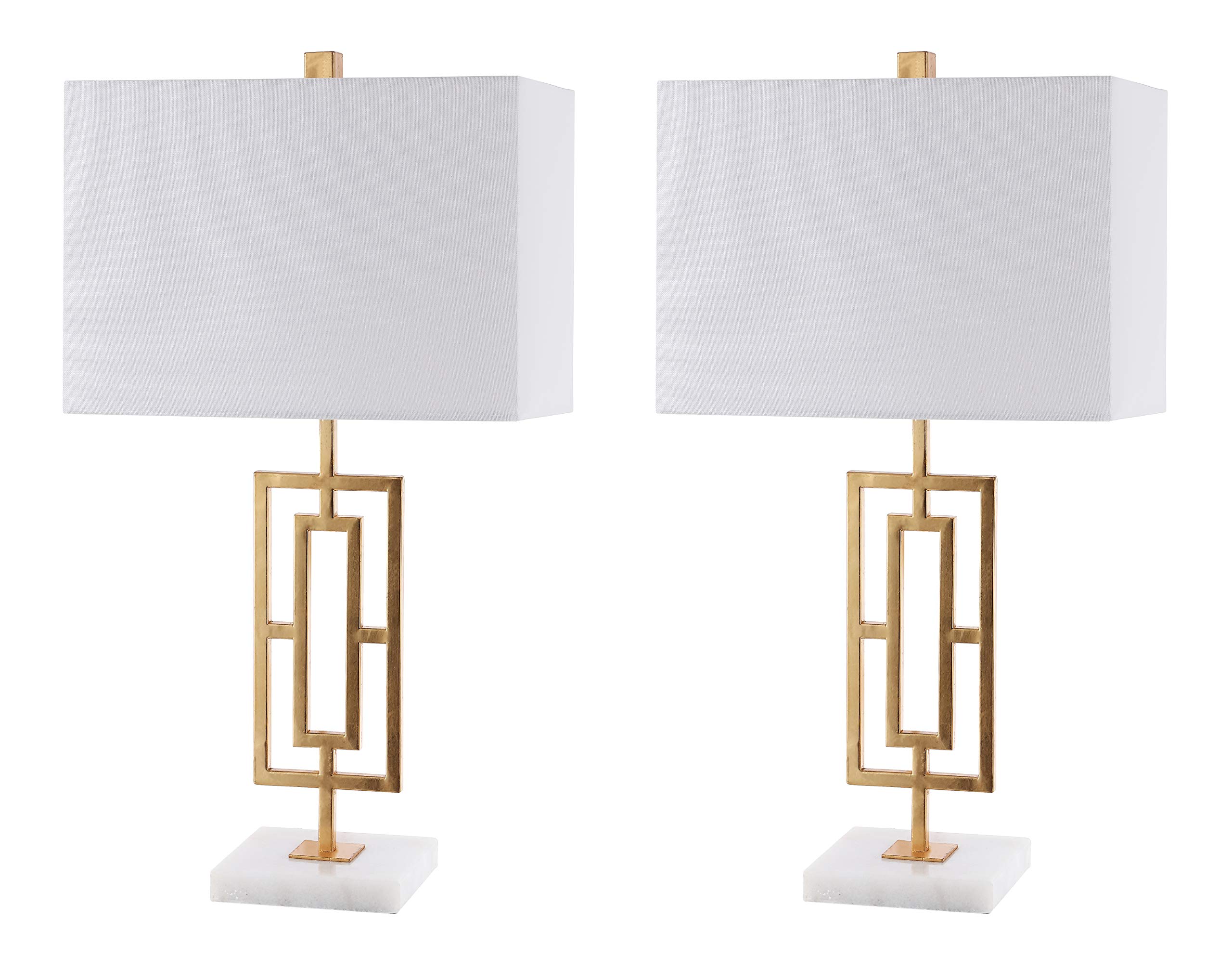 SAFAVIEH Yara 26-inch Gold Iron Table Lamp Set of 2 with LED Bulbs - Modern Bedside Lighting for Bedroom, Living Room & Home Office - Perfect for Reading, Working & Ambient Decor