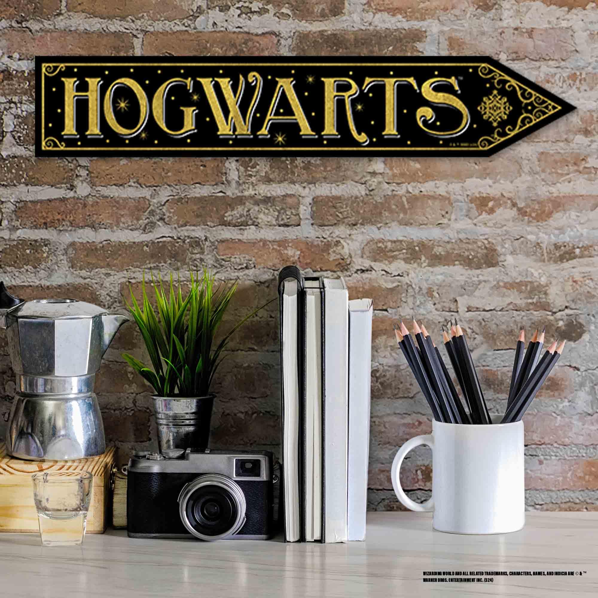 Harry Potter Hogwarts Arrow Wood Wall Decor - Handcrafted Wooden Sign for Kids' Bedroom, Playroom, Movie Room & Harry Potter Themed Party Decor