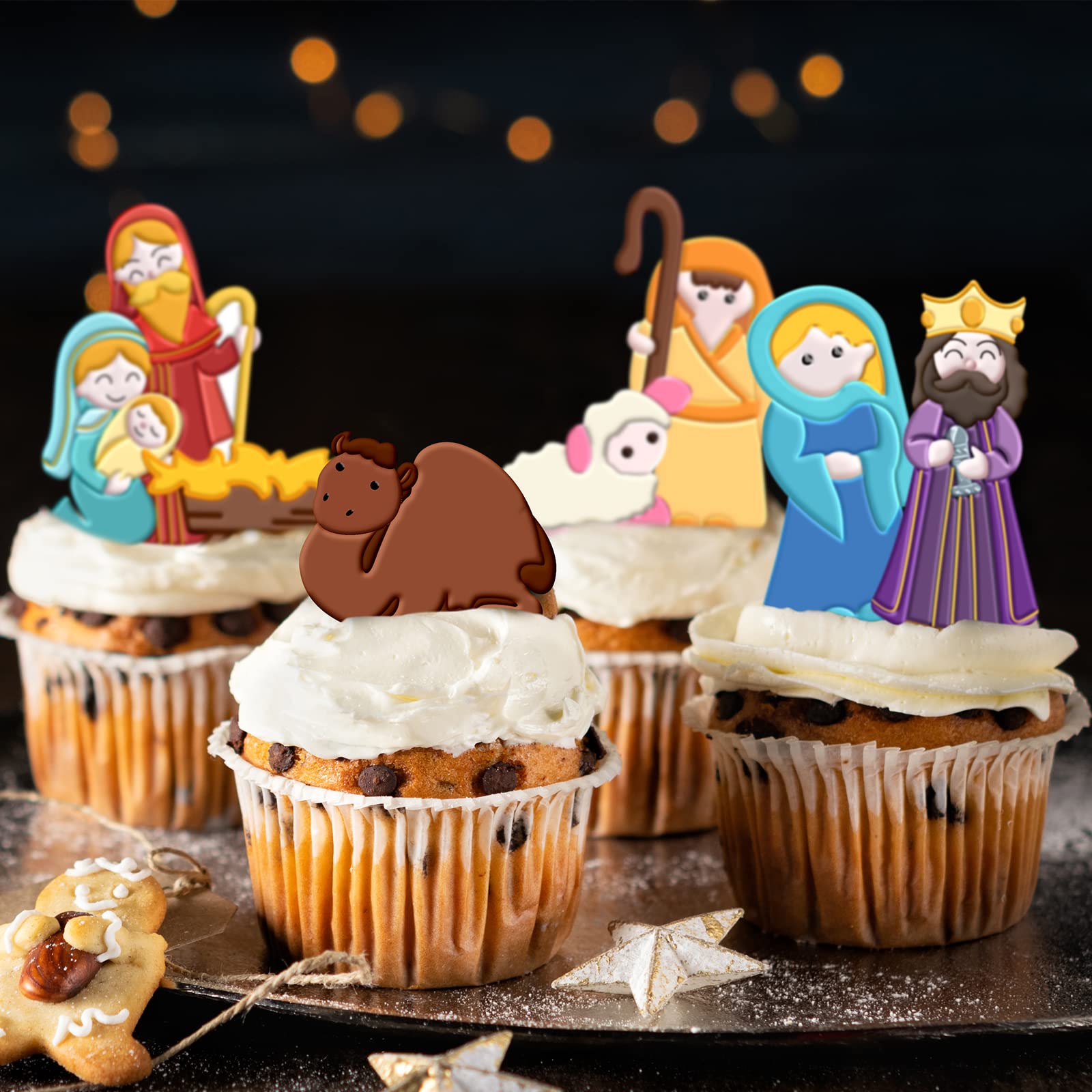 Whaline 2-Piece Christmas Nativity Silicone Mold Set - Jesus Birth Scene Fondant & Resin Baking Molds for Cake Decorating, DIY Candy, Chocolate & Cookie Making - Perfect for Holiday Baking, Christmas Party Treats & Festive Home Decor