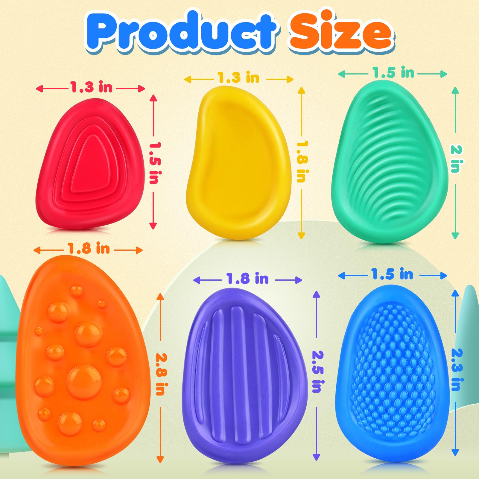 18 Pack Textured Sensory Fidget Stones for Kids - Soft Anxiety Relief Toys for Autism, ADHD & Stress - Calming Worry Stones for Students & Adults - Perfect for Classrooms, Therapy & Home Use (Patented Design)