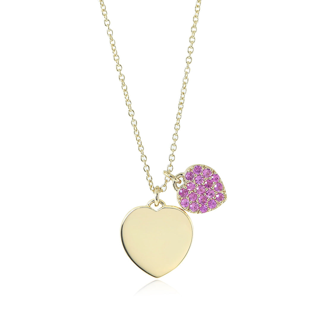 Pink Sapphire & Gold Heart Pendant Necklace - Elegant 14K Gold Jewelry for Women - Perfect Gift for Valentine's Day, Anniversary & Special Occasions