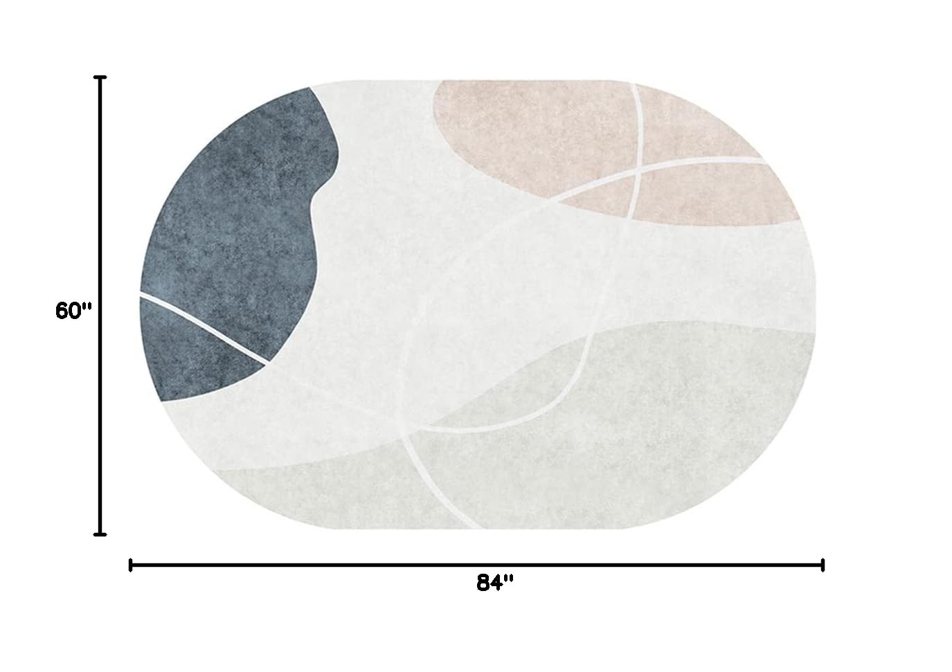 Modern Echo Circle Geometric Area Rug 5x7ft - Cream Illusion Carpet for Living Room, Bedroom & Dining Room - Luxury Indoor Outdoor Washable Accent Rug - Perfect for Home Decor, Kitchen, Laundry & Bathroom Mats