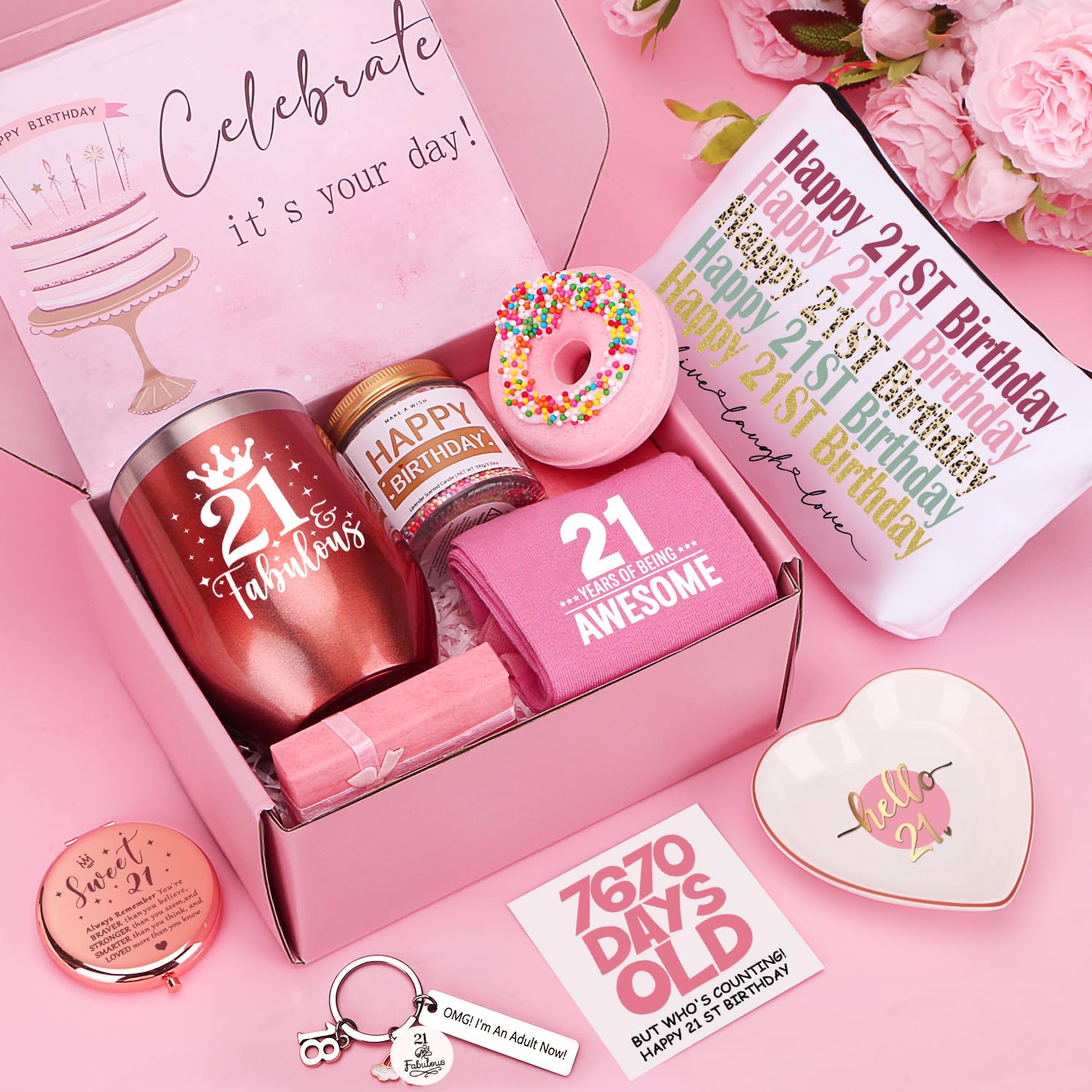 21st Birthday Gifts for Her - Personalized Pamper Hamper Box for Women, Best Friend, Sister & Daughter Turning 21 - Perfect for Celebrations, Parties & Milestone Memories