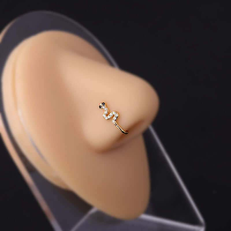 18K Gold Plated Fake Nose Ring - No Piercing Clip On Nose Jewelry for Women | HSPJ675 | Perfect for Parties, Cosplay and Everyday Fashion Accessories