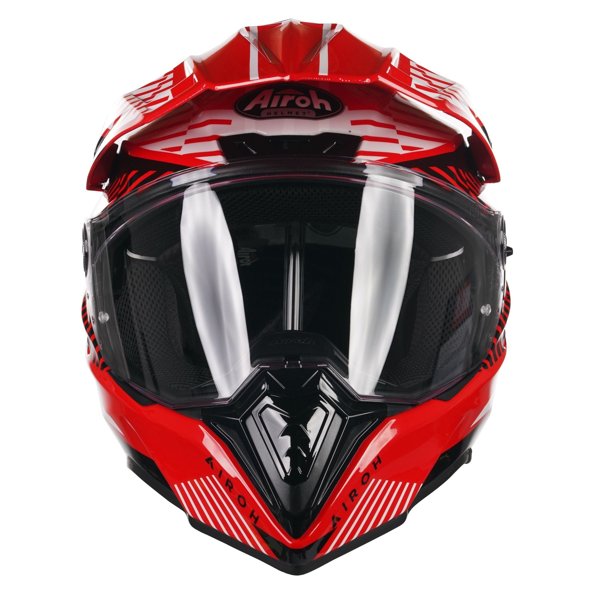Airoh Commander Adventure Gloss Boost Red Motorcycle Helmet - Lightweight DOT Certified Full Face Helmet for Street & Off-Road Biking - Perfect for Adventure Touring & Long-Distance Riding