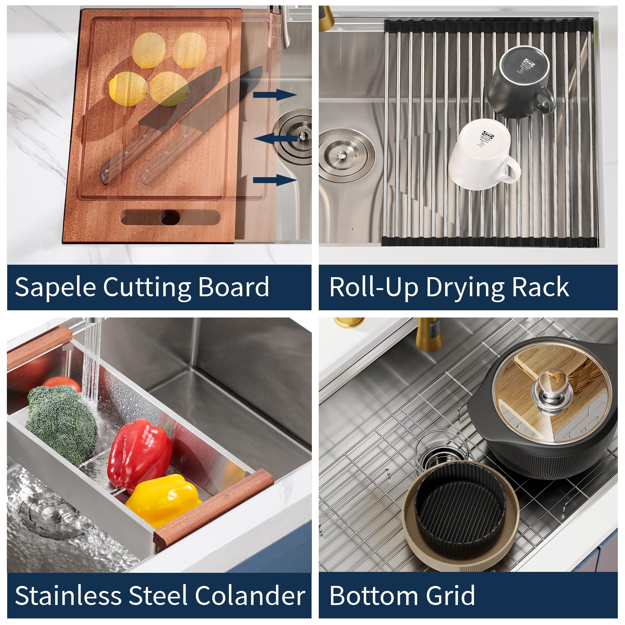 28-Inch Undermount Single Bowl Stainless Steel Kitchen Sink - 18 Gauge Workstation with R10 Radius & Ledge | CELAENO Handmade All-in-One Sink for Modern Kitchens | Perfect for Food Prep, Dishwashing & Entertaining