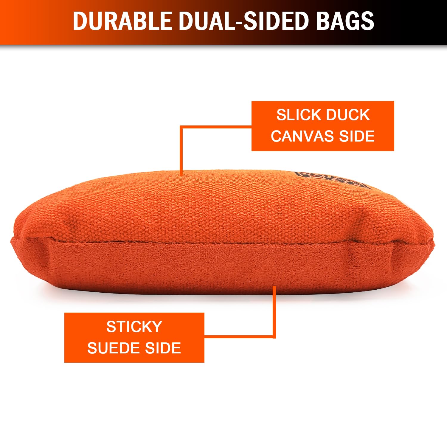 Dual-Sided Professional Cornhole Bags Set of 8 - Regulation Size Cornhole Bean Bags with Slick & Stick Sides for Outdoor Games, Tailgating, and Backyard Fun