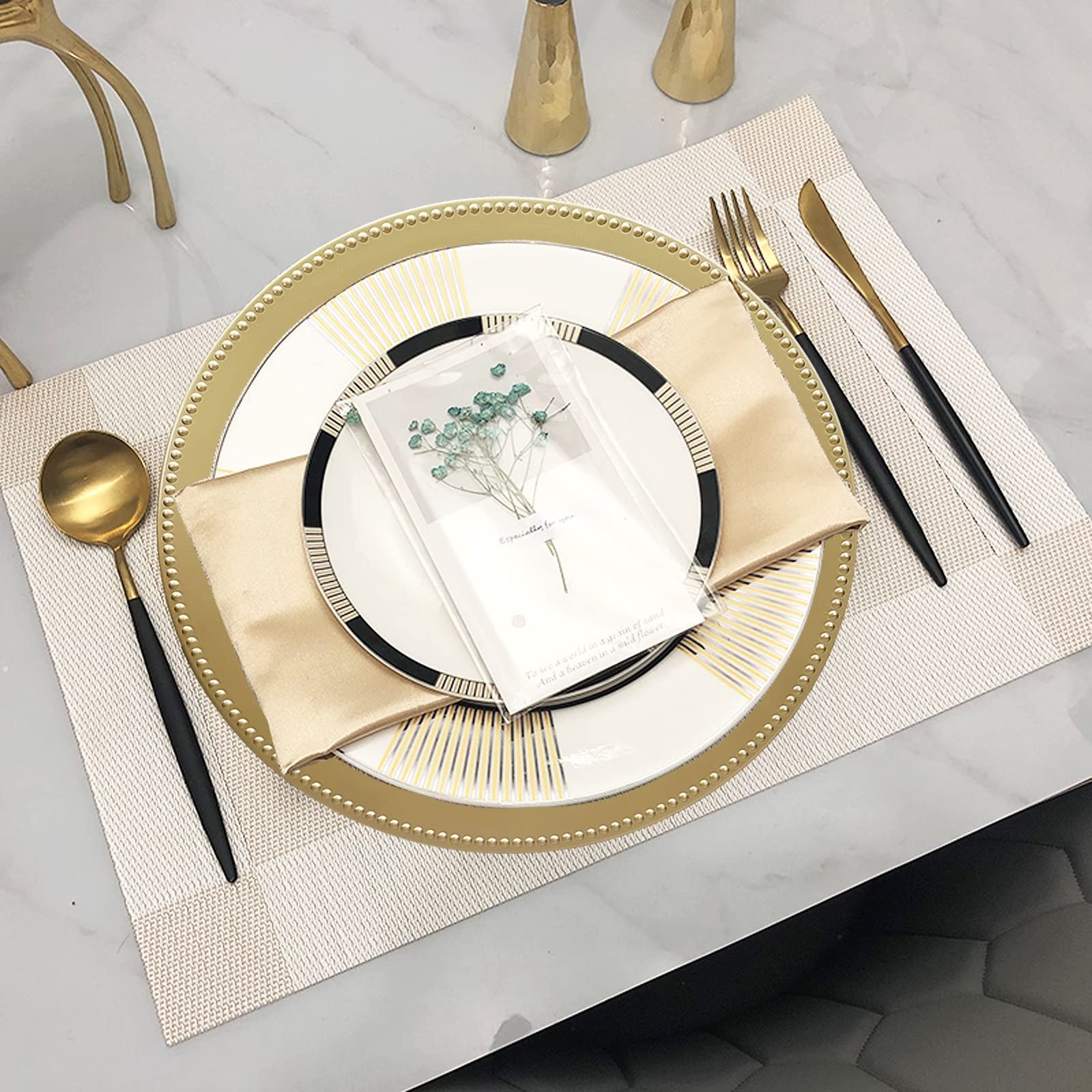 12-Pack Gold Beaded Charger Plates - 13
