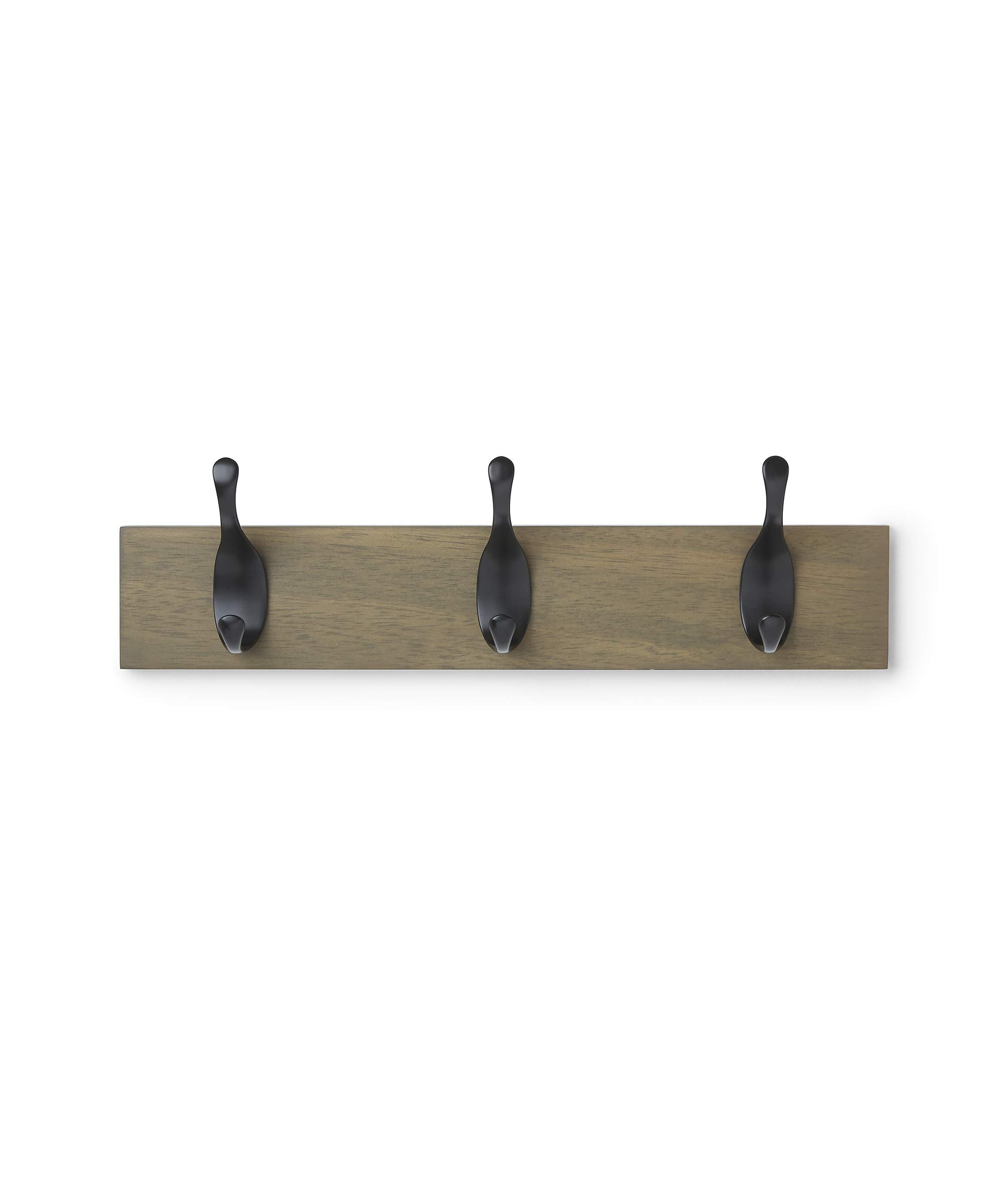 Amazon Basics Wall Mounted Modern Coat Rack with 3 Hooks - Rustic Barnwood Style for Entryway, Hallway, Bedroom & Mudroom Organization